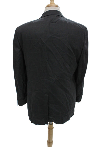 Austin Reed Mens Classic Checked Wool Blend Suit Jacket Dark Gray Size 42