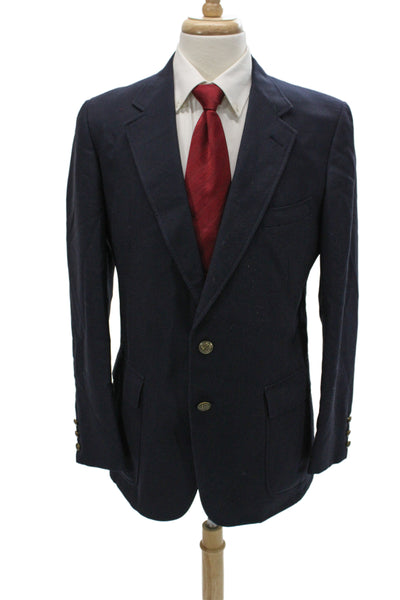 Cricketeer Mens Dark Blue Wool Blend Button Blazer Collared Classic Size 56