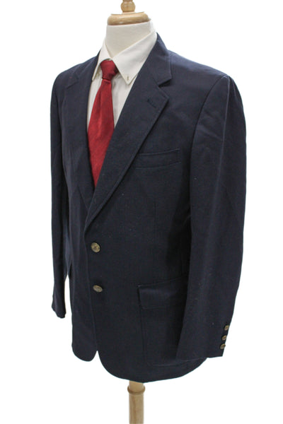 Cricketeer Mens Dark Blue Wool Blend Button Blazer Collared Classic Size 56