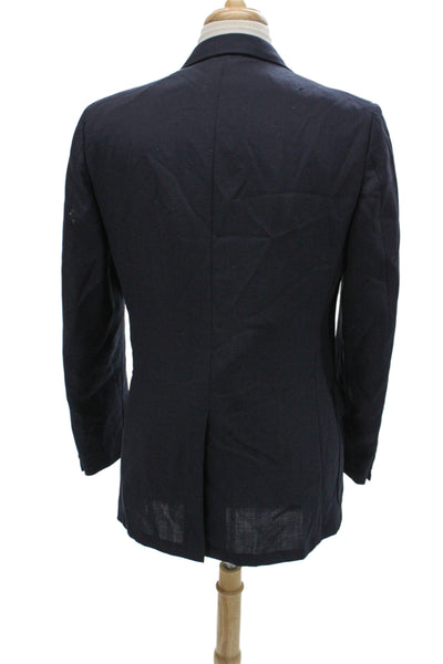 Cricketeer Mens Dark Blue Wool Blend Button Blazer Collared Classic Size 56