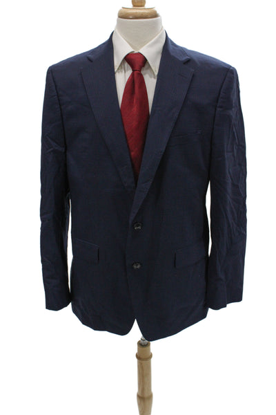 Calvin Klein Mens Dark Blue Checked Wool Blend Suit Jacket Button Size 44