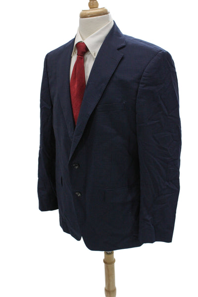 Calvin Klein Mens Dark Blue Checked Wool Blend Suit Jacket Button Size 44