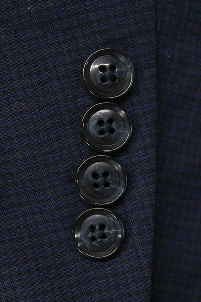 Calvin Klein Mens Dark Blue Checked Wool Blend Suit Jacket Button Size 44