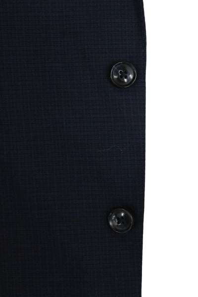 Calvin Klein Mens Dark Blue Checked Wool Blend Suit Jacket Button Size 44