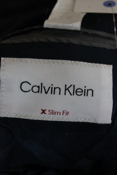 Calvin Klein Mens Dark Blue Checked Wool Blend Suit Jacket Button Size 44