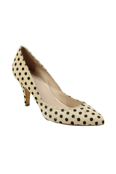 Loeffler Randall Womens Slip On Pointed Toe Pony Hair Polka Dot Pumps White 9B