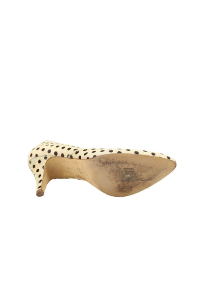 Loeffler Randall Womens Slip On Pointed Toe Pony Hair Polka Dot Pumps White 9B