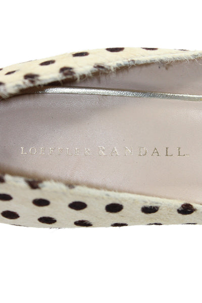 Loeffler Randall Womens Slip On Pointed Toe Pony Hair Polka Dot Pumps White 9B