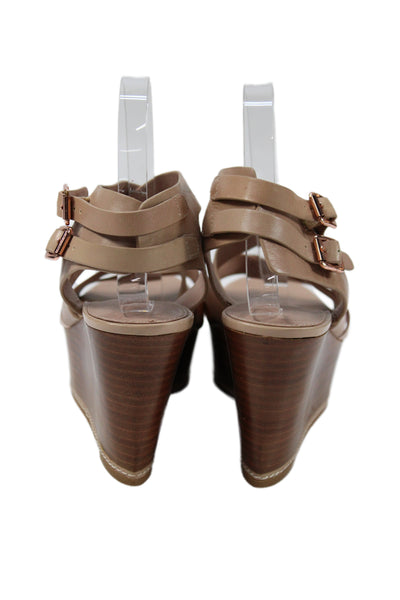 Vince Camuto Womens Wedge Heel Platform Ankle Strap Sandals Brown Size 9