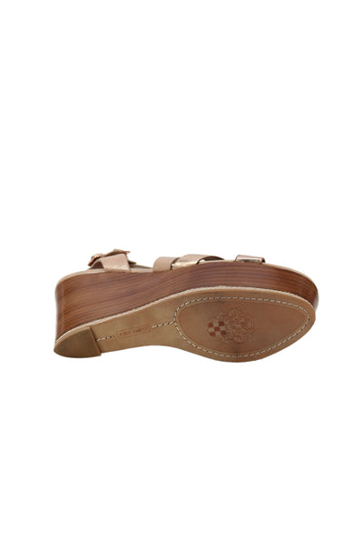 Vince Camuto Womens Wedge Heel Platform Ankle Strap Sandals Brown Size 9