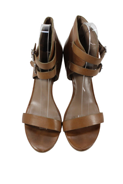 Belle Sigerson Morrison Womens Cone Heel Ankle Strap Sandals Brown Leather 9
