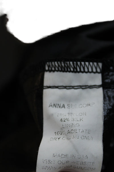 Anna Sui Women Sleeveless Black Blouse Crew Neck Button Grunge Size 10