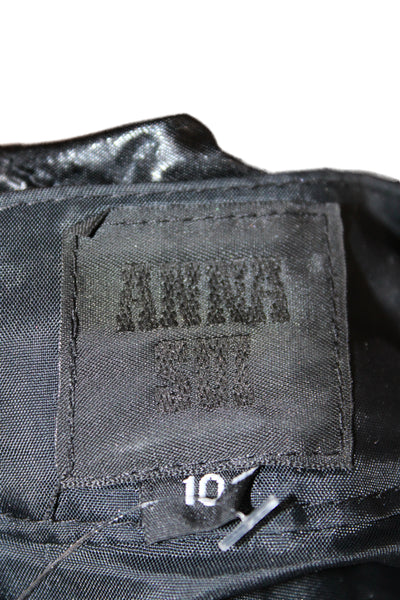 Anna Sui Women Sleeveless Black Blouse Crew Neck Button Grunge Size 10