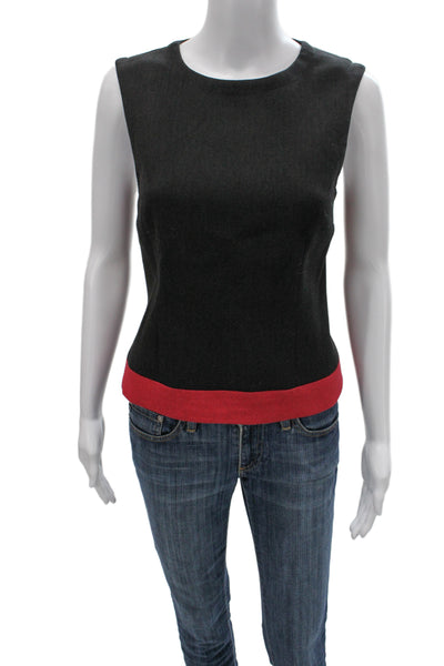 Tristan & Iseut Women Basic Sleeveless Crew Neck Top Black Size 8