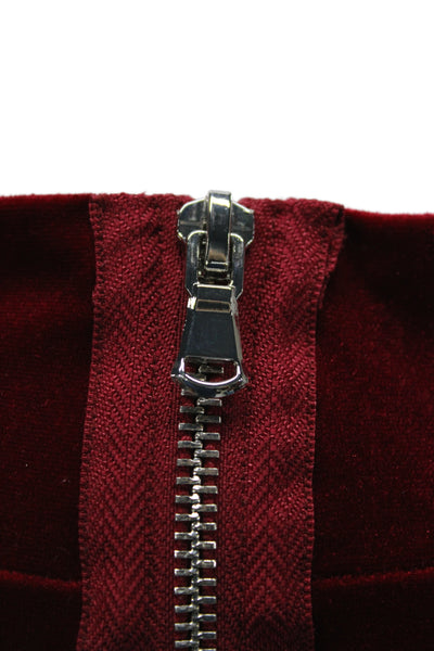 Torn by Ronny Kobo Women Red Mock Neck Long Sleeve Zip Blouse Size M