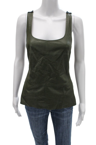 Bailey 44 Women Camisole Army Green Polyester Square Neck Sleeveless Size M