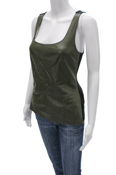 Bailey 44 Women Camisole Army Green Polyester Square Neck Sleeveless Size M