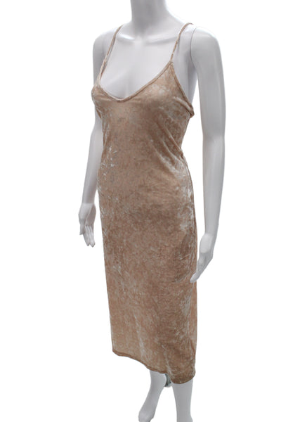 Abound Women Beige V-Neck Slip Midi Dress Sleeveless 90s Size M