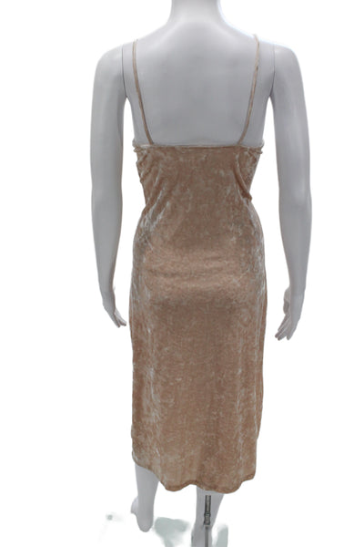 Abound Women Beige V-Neck Slip Midi Dress Sleeveless 90s Size M