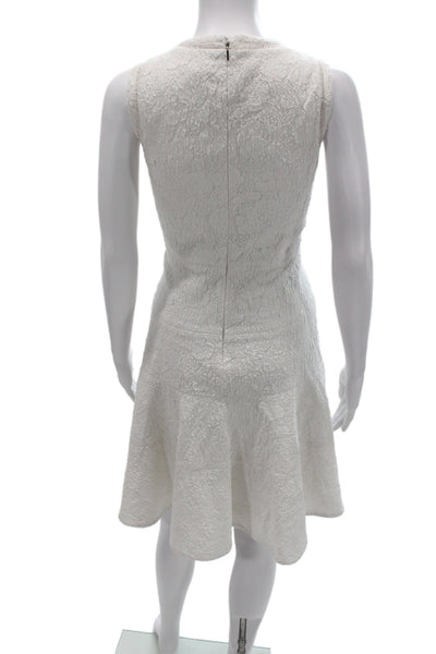 Rebecca Taylor Women A-Line Fit and Flare Floral Knee Length White Dress Size 6