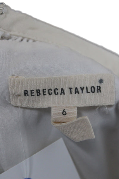 Rebecca Taylor Women A-Line Fit and Flare Floral Knee Length White Dress Size 6