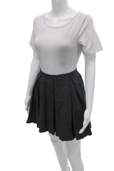 Zara Womens A-Line Pleated Skater Skirt Dark Gray Cotton Knee Length Size L
