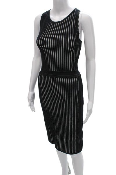 Reiss Women Black Bodycon Sheath Knee Length Sleeveless Dress Size 6