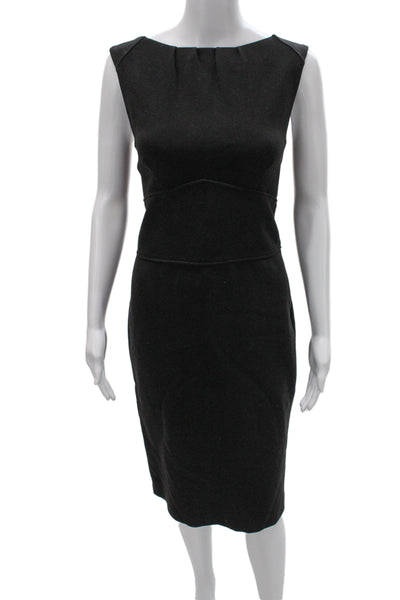 Zara Women Sheath Pencil Dress Black Silk Blend Sleeveless Knee Length Size L