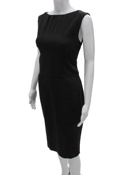 Zara Women Sheath Pencil Dress Black Silk Blend Sleeveless Knee Length Size L