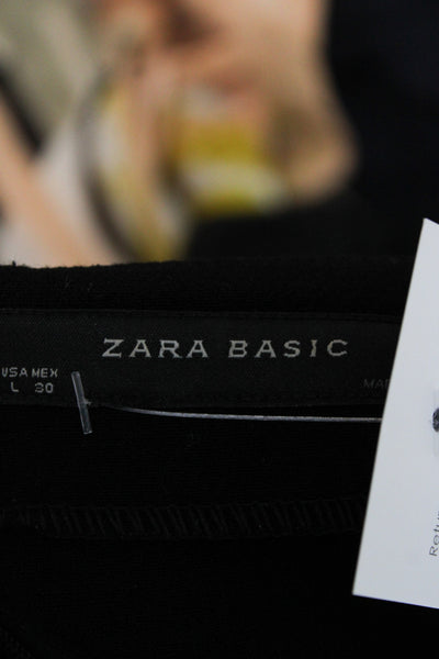 Zara Women Sheath Pencil Dress Black Silk Blend Sleeveless Knee Length Size L
