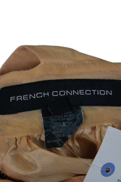 French Connection Women Beige Sleeveless Maxi Sundress Graphic Print Size 8
