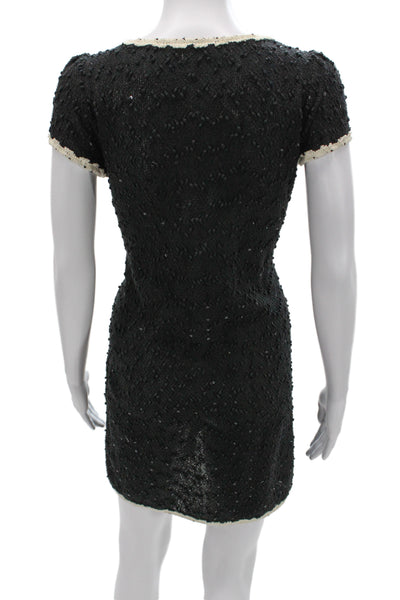 Lounge Soho Womens Bodycon Mini Dress Black Round Neck Short Sleeve Size M
