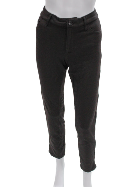 Paige Womens Cropped Ankle Pants Black Rayon Nylon Spandex Button Size 31