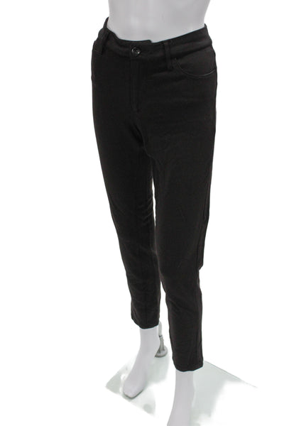 Paige Womens Cropped Ankle Pants Black Rayon Nylon Spandex Button Size 31