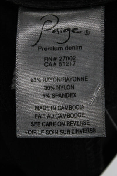 Paige Womens Cropped Ankle Pants Black Rayon Nylon Spandex Button Size 31