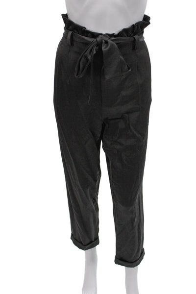 Waverly Grey Women Paperbag Cropped Pants Black Size 8