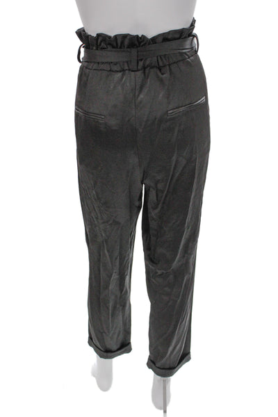 Waverly Grey Women Paperbag Cropped Pants Black Size 8