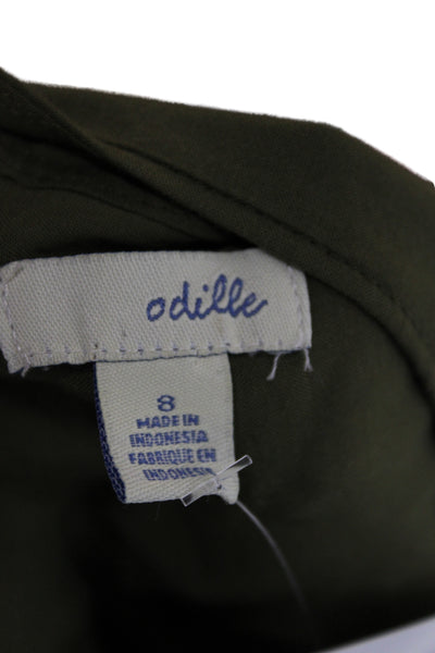 Odille Anthropologie Womens Tunic Army Green Rayon Button Long Sleeve Size 8