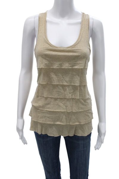 Eight Sixty Women Beige Sleeveless Tank Top Round Neck Size M
