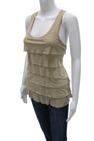 Eight Sixty Women Beige Sleeveless Tank Top Round Neck Size M