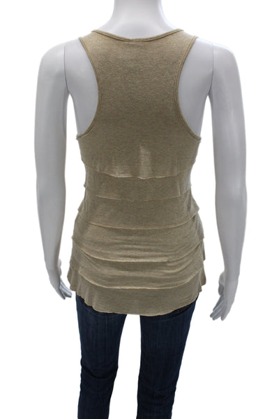 Eight Sixty Women Beige Sleeveless Tank Top Round Neck Size M
