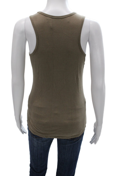 Zara Womens Basic Brown Cotton V-Neck Sleeveless Tank Size M