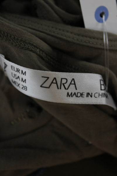 Zara Womens Basic Brown Cotton V-Neck Sleeveless Tank Size M
