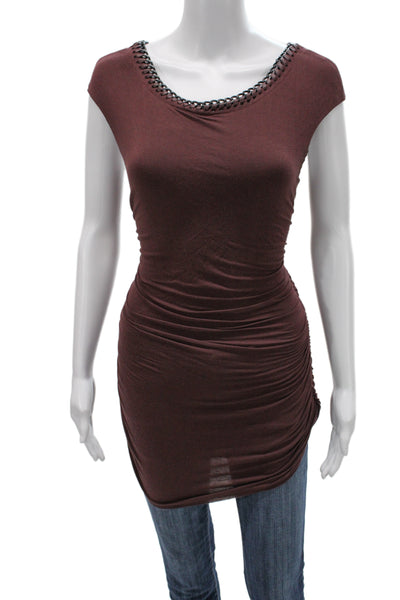 Bailey 44 Womens Jersey Tunic Brown Polyester Sleeveless Round Neck Size L