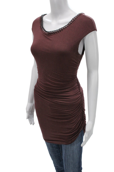 Bailey 44 Womens Jersey Tunic Brown Polyester Sleeveless Round Neck Size L