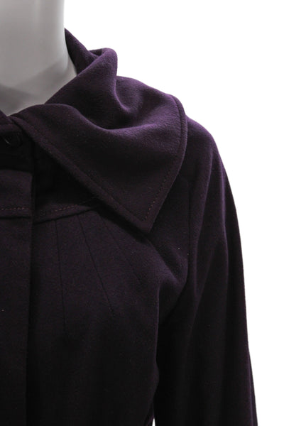 Reiss Womens Overcoat Purple Collared Button Virgin Wool Cashmere Size L