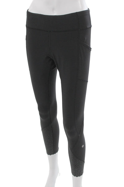 Lululemon Women Ankle Cropped Leggings Black Polyester Blend Size 8
