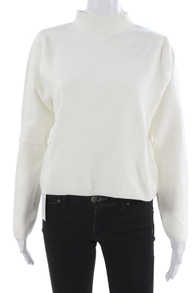 MNG Unisex Pullover Sweater Mock Neck White Long Sleeve Size M