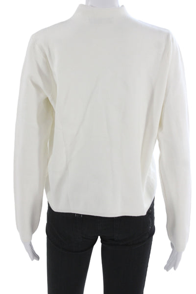 MNG Unisex Pullover Sweater Mock Neck White Long Sleeve Size M