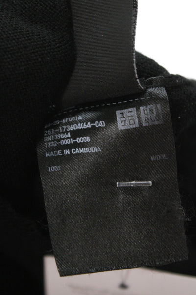 Uniqlo Women Pullover V-Neck 100% Wool Sweater Black Long Sleeve Size XL